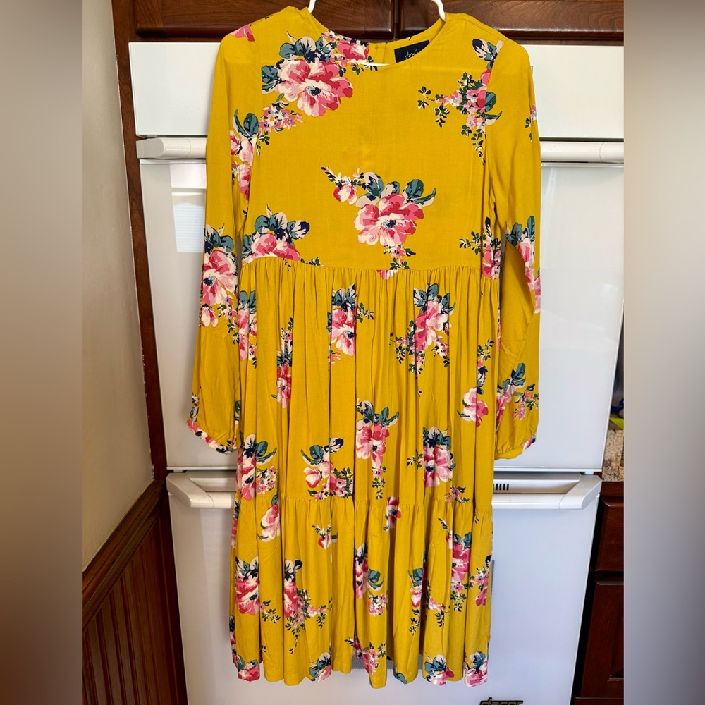 Joules Kids Yellow Ruffled Tiered Dress NWOT Size 12